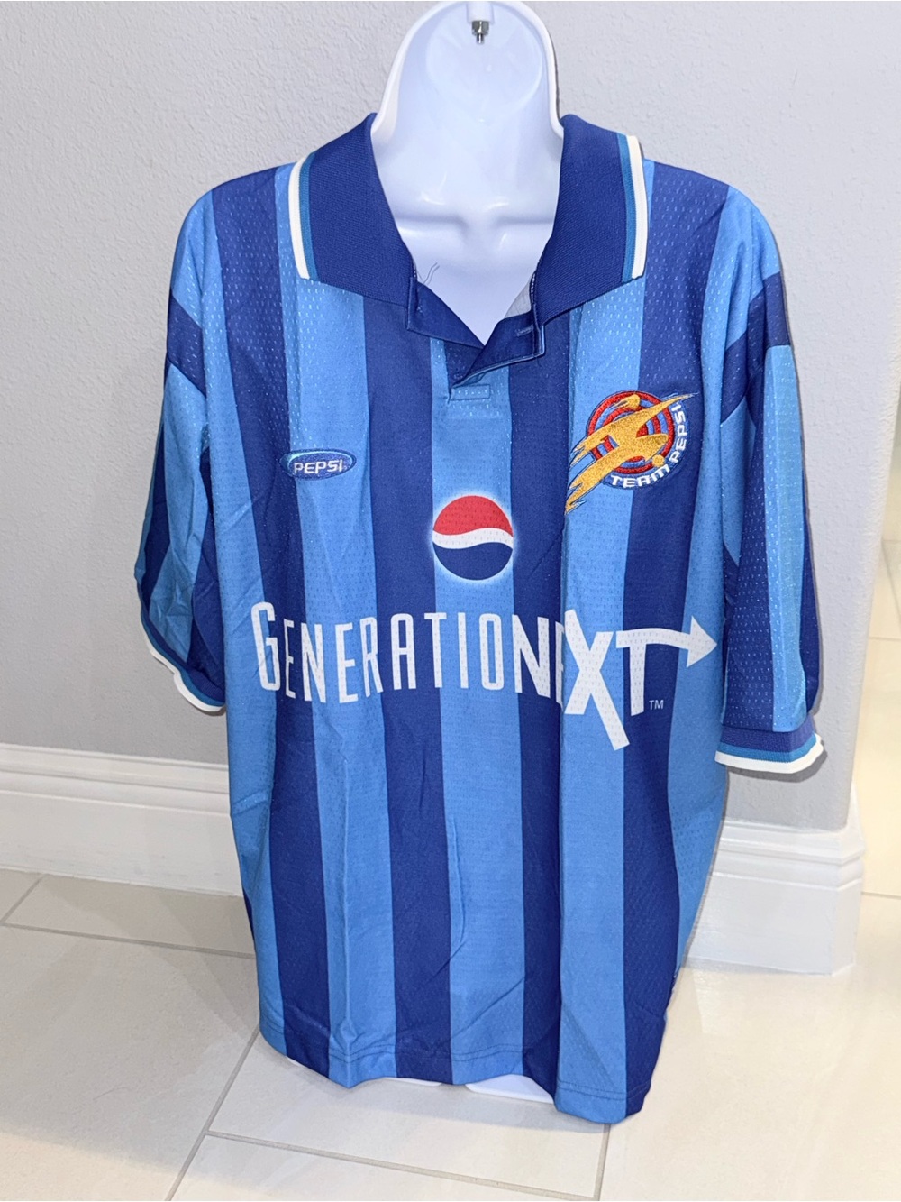 Pepsi Blue Striped Generation XT Polo Shirt for Kids